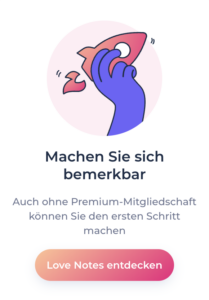 Illustration der LoveScout24-Funktion 'Love Notes' für die Nutzung ohne Premium-Mitgliedschaft.