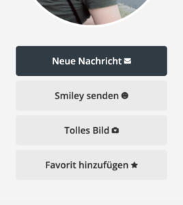 Screenshot der Kontaktfunktionen auf DatingCafe unter einem Profilbild.